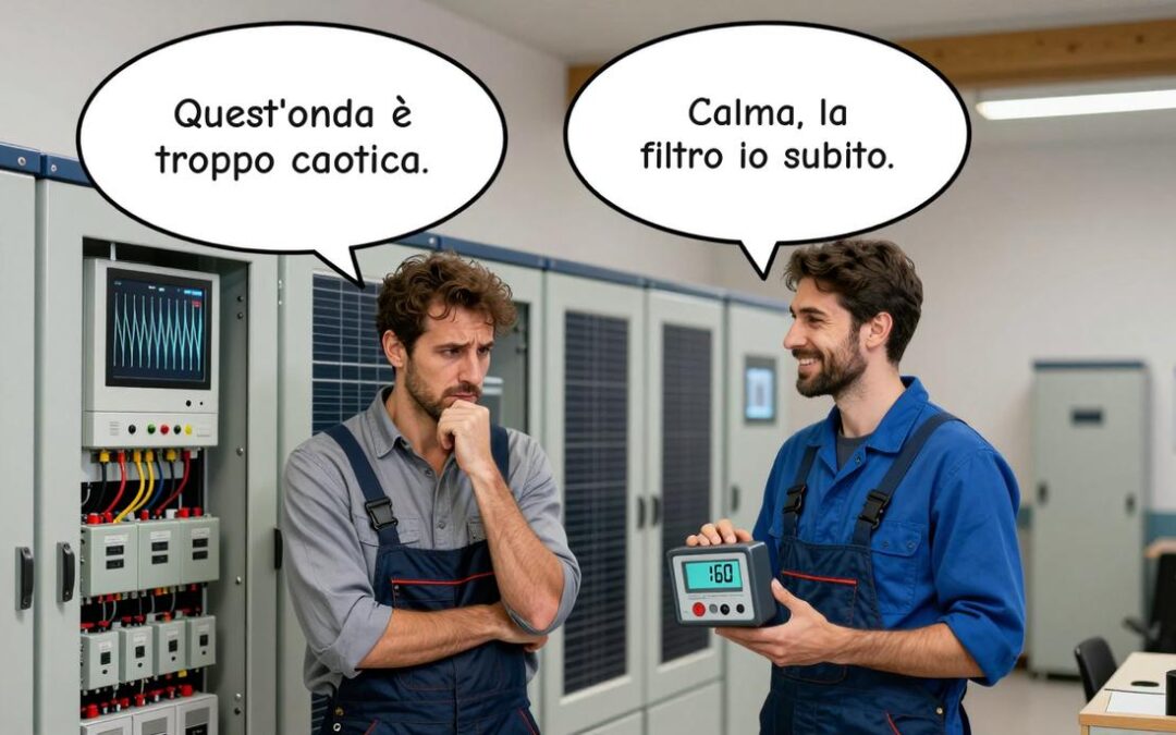 Armoniche inverter fotovoltaico: schema tecnico di distorsione e filtro attivo per PMI