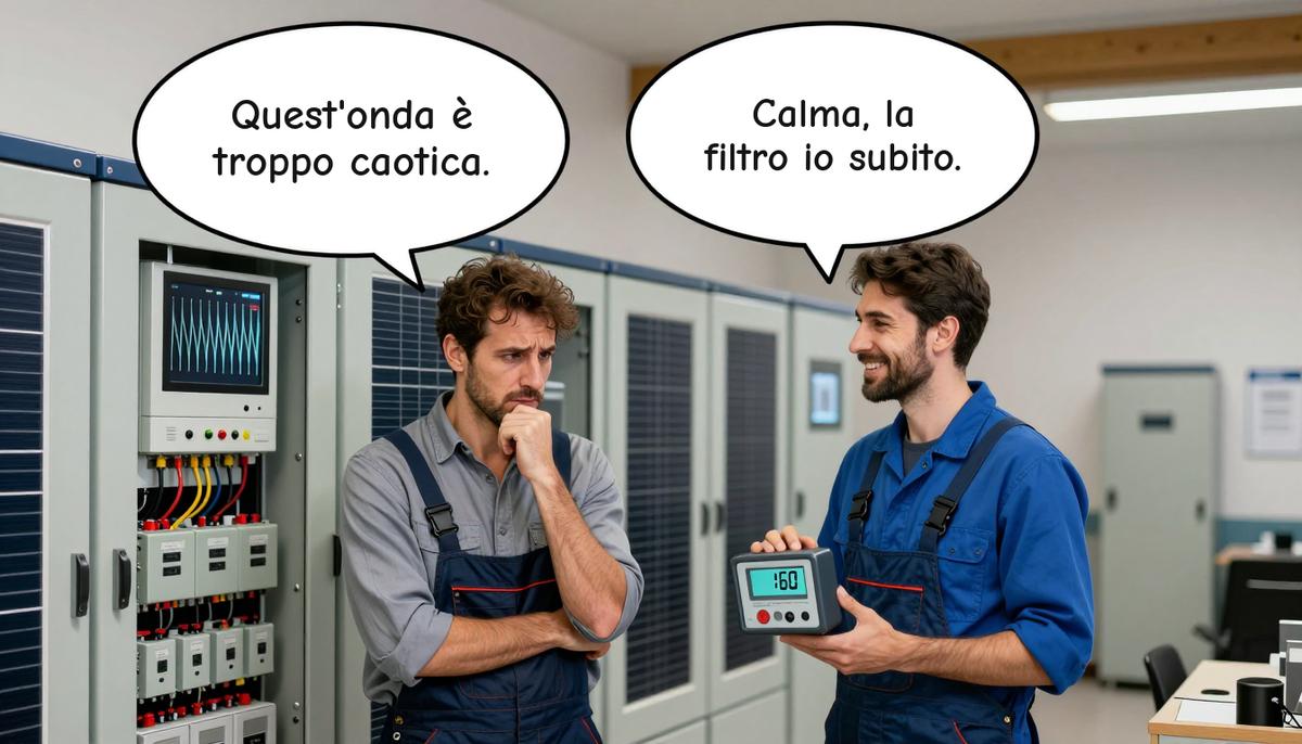 Armoniche inverter fotovoltaico: schema tecnico di distorsione e filtro attivo per PMI